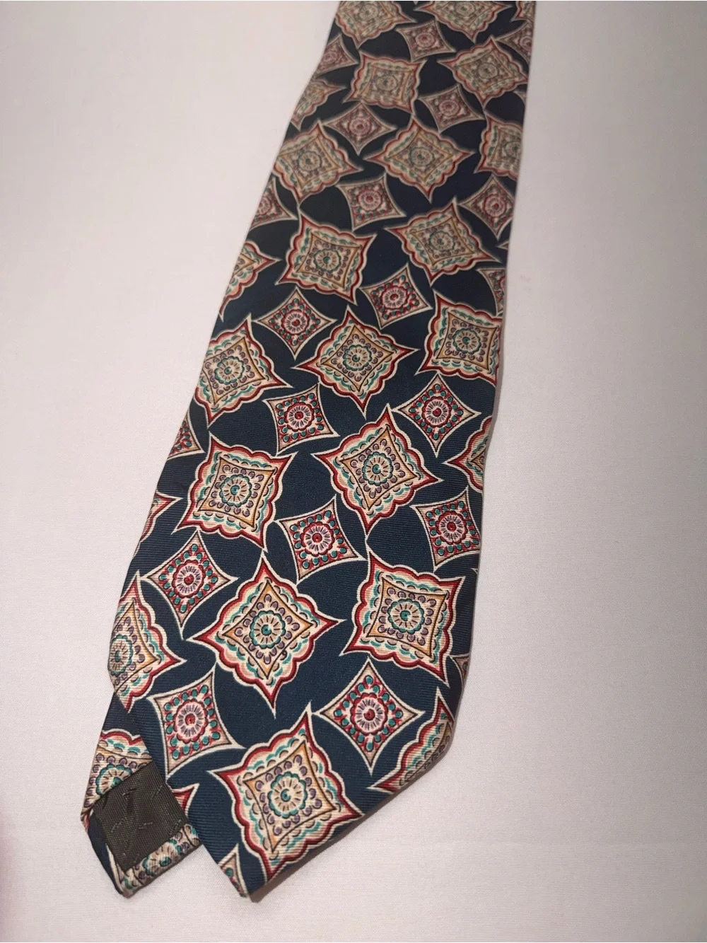 Vintage Pierre Balmain Paris Tie 100% Italian Silk Geometric Medallion 3.5”